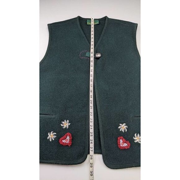 Giesswein Wool One Button Green Vest 38 Vtg 80s - Picture 6 of 8
